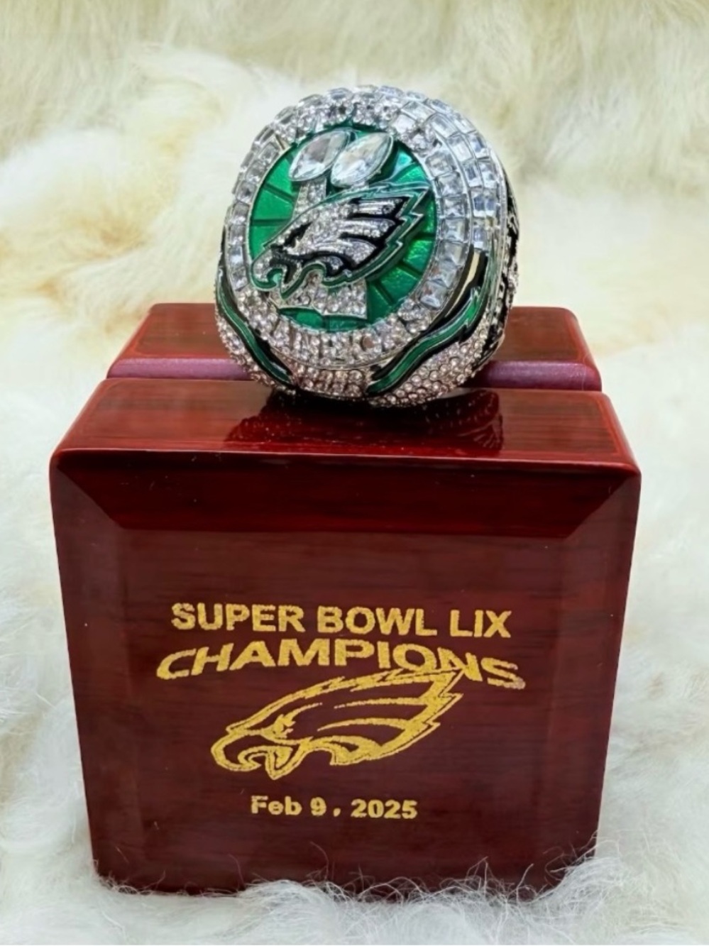 Philadelphia Eagles Super Bowl LIX Replica Championship Ring - Green & Silver